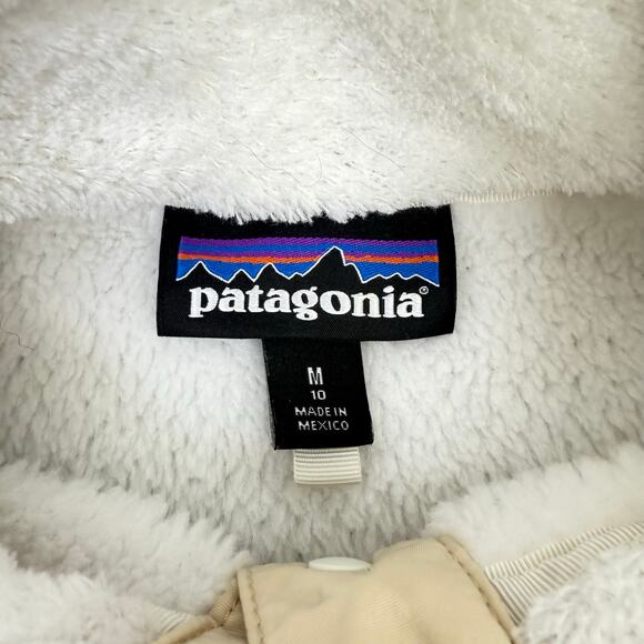 Patagonia Girls Pullover Snap-T White Medium Size 10 Pockets Fleece - Picture 4 of 7